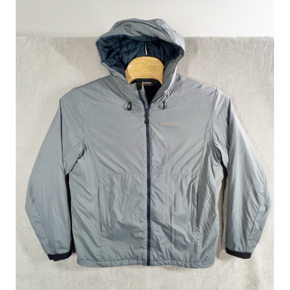 Simms Fishing Primaloft Soft Shell Jacket Mens L Full Zip Hooded Gorpcore